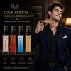 HUNKE EDP Inspired Perfume Set for Men & Women | Set of 4 Premium Long Lasting Fragrances | 8 ml Each | Travel Size Mini Perfume Gift Set | Eau de Parfum Collection - Ombre Raw, Leather Love, Nomade, Wood n bloom