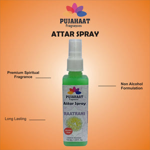 Pujahaat Raatrani Attar Spray | 100ml Night Queen Alcohol-Free Air Freshener | Room, Fabric & Car Mist