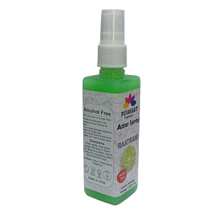 Pujahaat Raatrani Attar Spray | 100ml Night Queen Alcohol-Free Air Freshener | Room, Fabric & Car Mist
