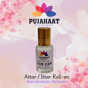 Pujahaat Premium Alcohol-Free Attar | Ittar 6ml, Long-Lasting Travel Size Roll-On, Best Floral Spicey Attar Fragrance Oil - Zam Zam