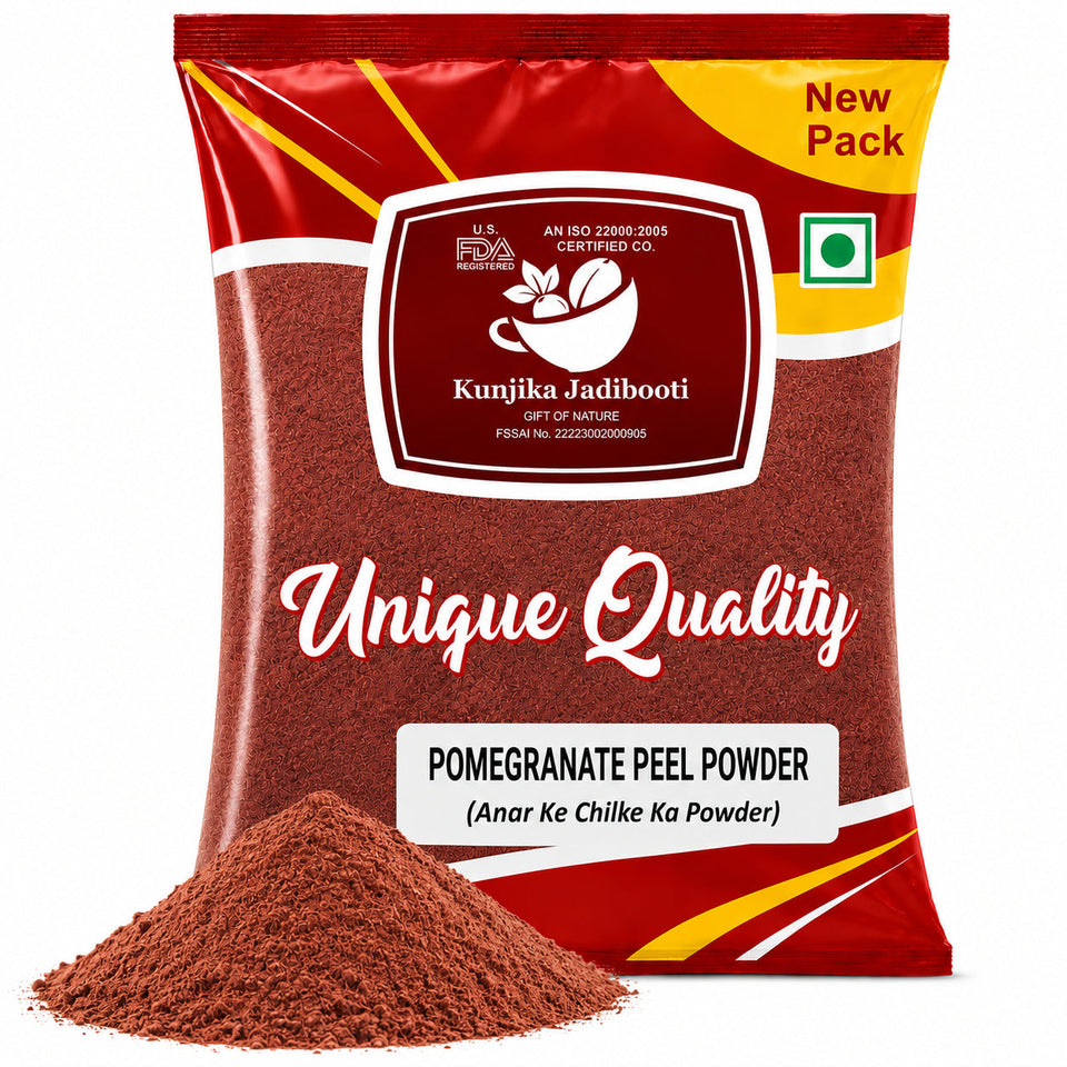 Kunjika Jadibooti Anar Chilka Powder - Pomegranate Peel - Punica Granatum - Dadam Chilka - Maadulam - Anaar - Dadima Powder - 100 gm
