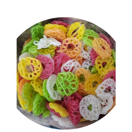 Gunvika Sabudana Multi Colour Flower Fryums | 3D Sago Jalebi Fryums Papad | Ready to Fry Homemade 3D Papad Snack Chips FR-22