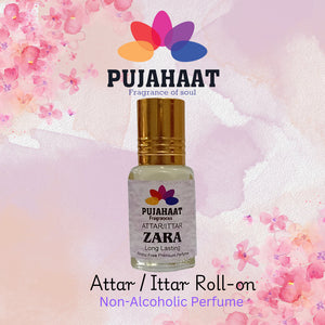 Pujahaat Premium Alcohol-Free Attar | Ittar 6ml, Long-Lasting Travel Size Roll-On, Best Oriental Attar Fragrance Oil - Zara