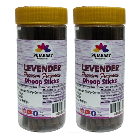 Pujahaat Levender Rare Premium Scented Incense Stick | Dry Dhoop Stick | No Charcoal, Bambooless | Dhoop Batti 4 inches with free Holder - Levender Fragrance