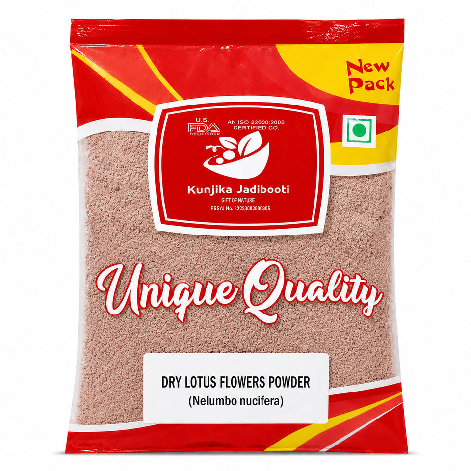 Kunjika Jadibooti Dried Natural Lotus Petal Powder - Nelumbo Nucifera - kamal phool patti - Dry Lotus Flower Powder For Aurvedic Purpose - 100 gm