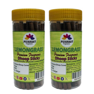 Pujahaat Lemongrass Rare Premium Scented Incense Stick | Dry Dhoop Stick | No Charcoal, Bambooless | Dhoop Batti 4 inches with free Holder - Lemongrass Fragrance