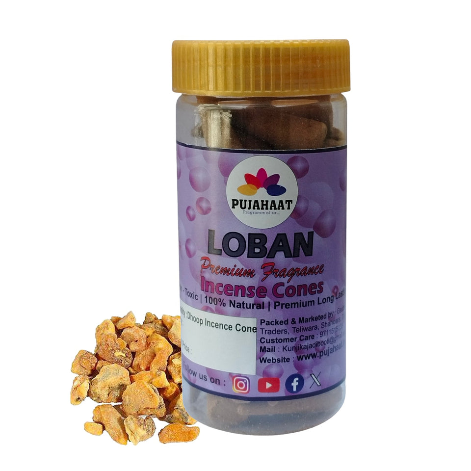 Loban Fragrance Premium Scented Incense Dhoop Cone by Pujahaat | No Charcoal No Bamboo | for Pooja, Rituals & Special Occasions, Dhoop Batti - 100 Gms