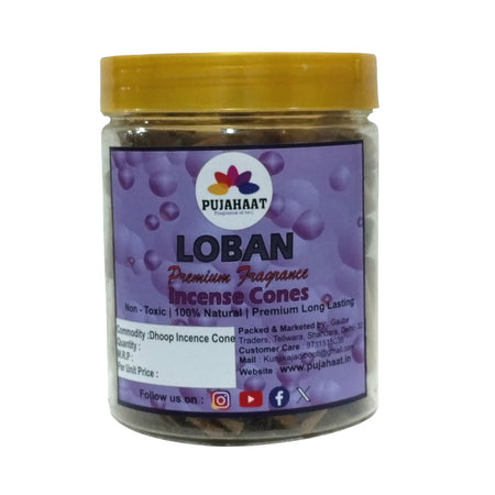 Loban Fragrance Premium Scented Incense Dhoop Cone by Pujahaat | No Charcoal No Bamboo | for Pooja, Rituals & Special Occasions, Dhoop Batti - 200 Gms