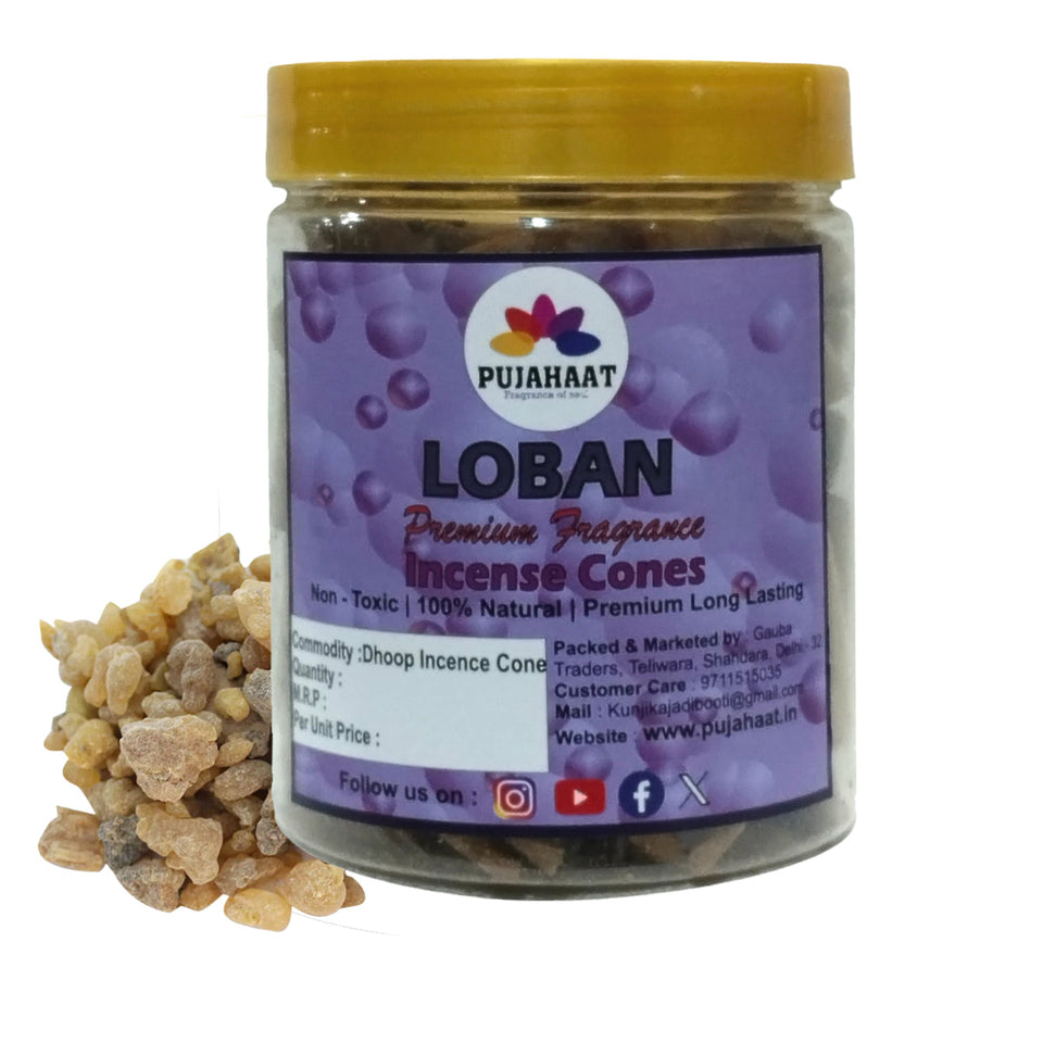 Loban Fragrance Premium Scented Incense Dhoop Cone by Pujahaat | No Charcoal No Bamboo | for Pooja, Rituals & Special Occasions, Dhoop Batti - 200 Gms