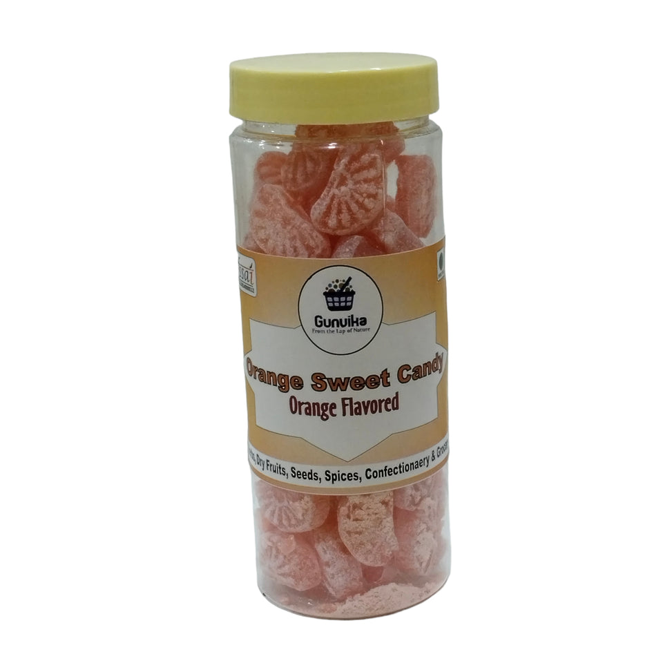 Gunvika Orange Candy | Flavoured Sugar Candy | sweet candy pack for kids | Sweet & Tangy Candy Tangy Candy - 200 gm