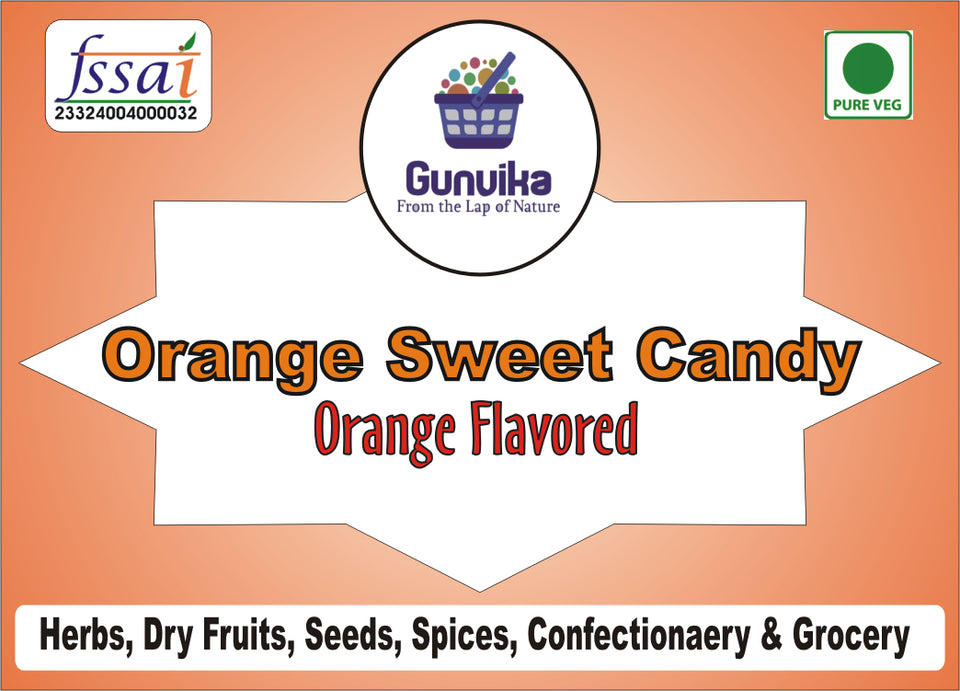 Gunvika Orange Candy | Flavoured Sugar Candy | sweet candy pack for kids | Sweet & Tangy Candy Tangy Candy - 200 gm