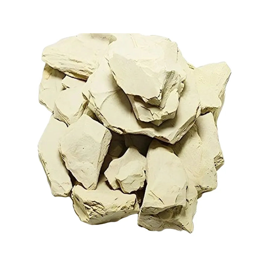 Kunjika Jadibooti Natural Multani Mitti | Stone Form | Fuller's Earth/Calcium Bentonite Clay | for All Skin Type | Face Pack And Hair Pack | Multani Mitti Stone - 100 gm
