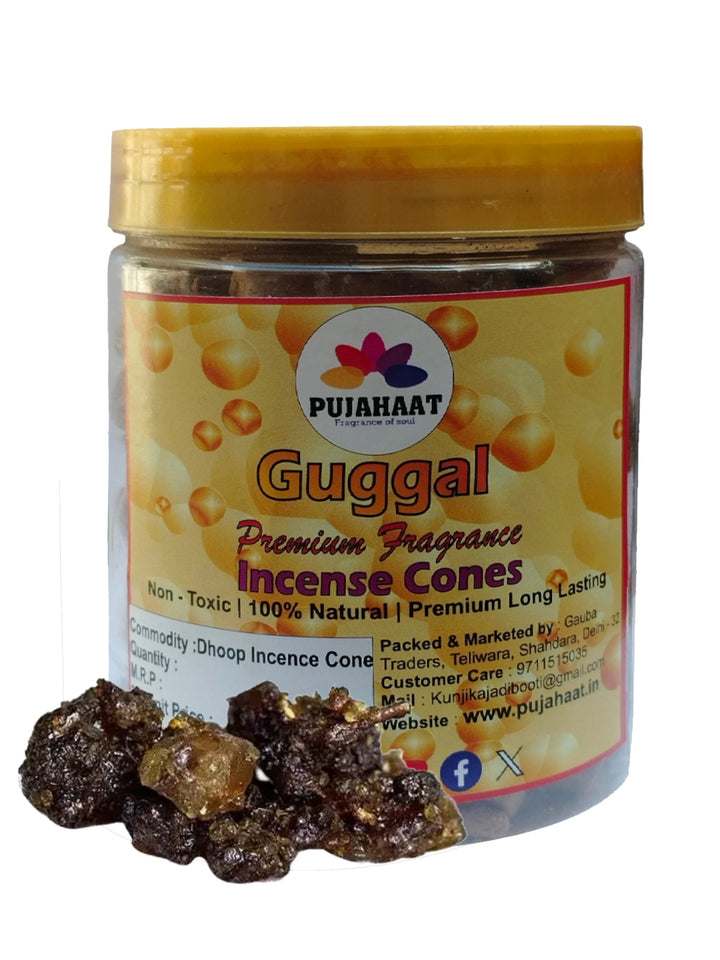 Guggal Fragrance Premium Scented Incense Dhoop Cone by Pujahaat | No Charcoal No Bamboo | for Pooja, Rituals & Special Occasions, Dhoop Batti - 200 Gms