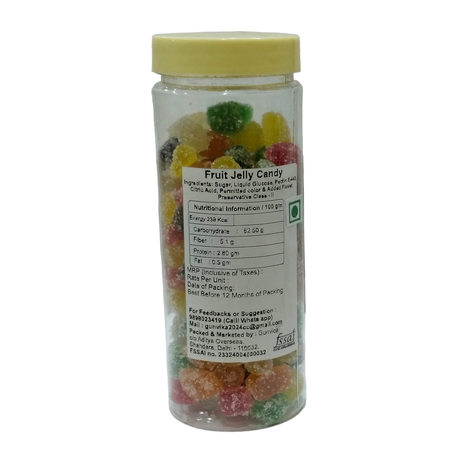 Gunvika Mixed Fruits Jelly Bites Sugar Coated Candy Mix fruits Jelly Candy Sweet Sour - 200 gm