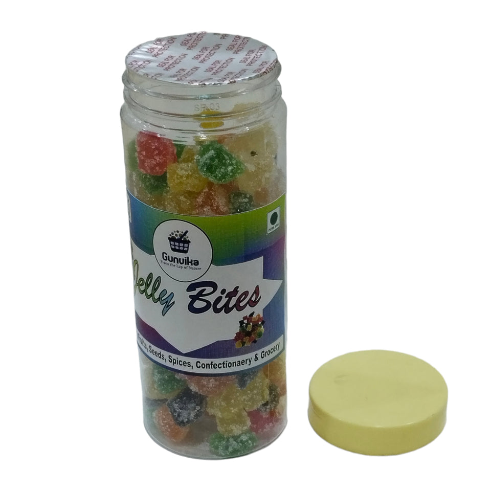 Gunvika Mixed Fruits Jelly Bites Sugar Coated Candy Mix fruits Jelly Candy Sweet Sour - 200 gm