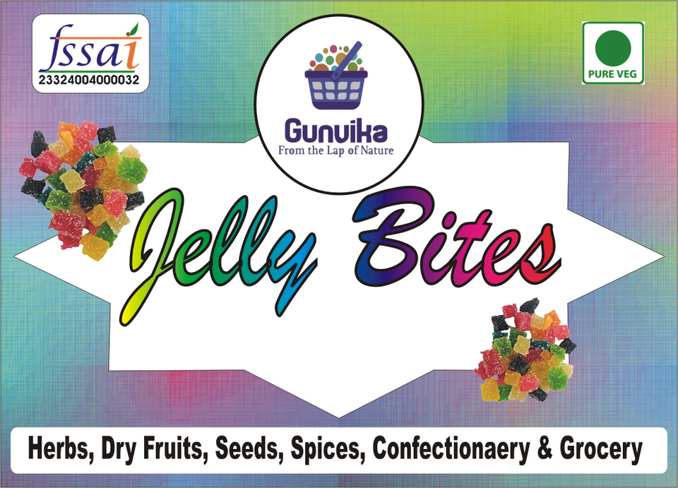 Gunvika Mixed Fruits Jelly Bites Sugar Coated Candy Mix fruits Jelly Candy Sweet Sour - 200 gm