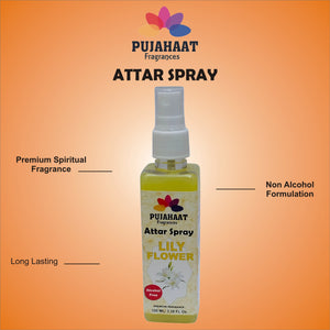 Lily Flower Attar Spray by Pujahaat | 100 ml Non Alcoholic Spray | Religious Mist | Air Freshener, Room Mist, Fabric & Linen Spray | Perfect for Prayers Rooms, Living Room, sofas, curtains, car (Copy)