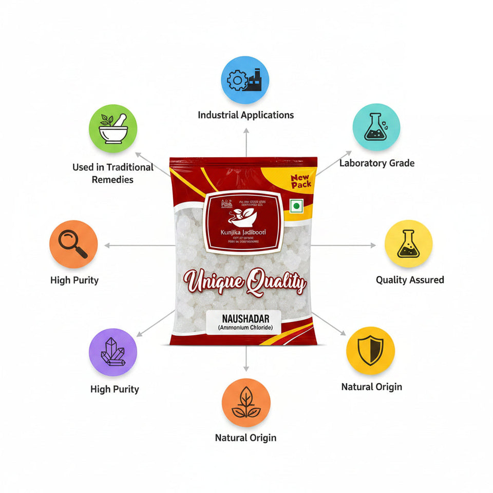 Kunjika Jadibooti Nausadar Katli-Ammonium Chloride-Raw herbs-Nosadar-Nosader-Naushadar Katli - 100 gm