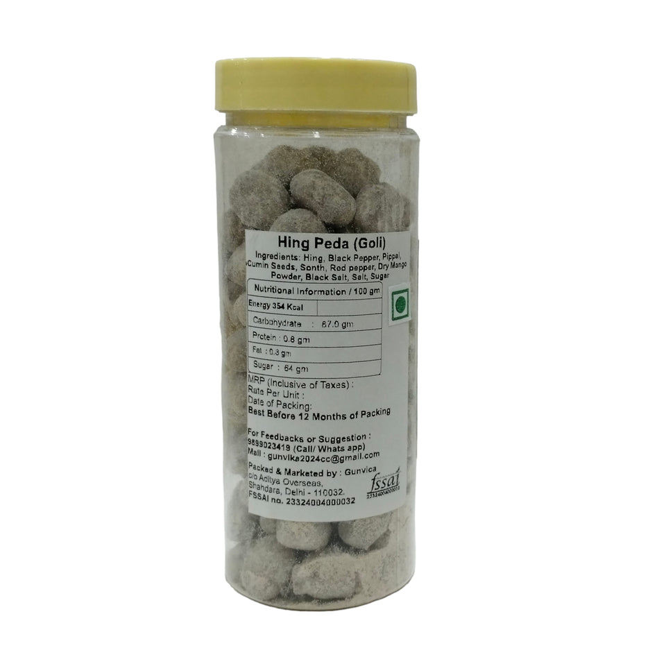 Gunvika Hing Peda Mukhwas - Asafoetida Soft Ball Tablet Mouth Freshener, Digestive, After-Meal Snack - 200 gm