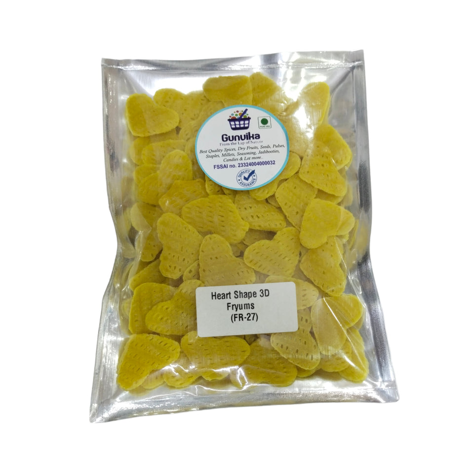 Gunvika Heart Shape Fingers fryums Papad Ready to Fry with Chat Masala Fr-27