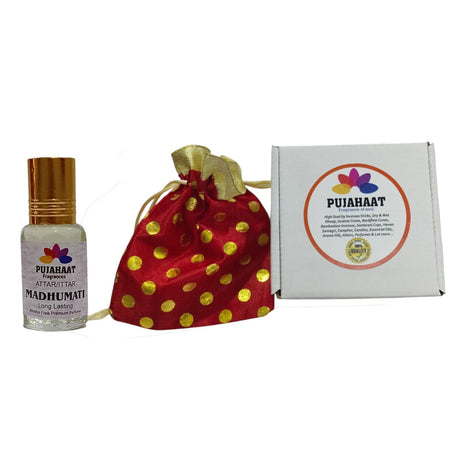 Pujahaat Premium Alcohol-Free Attar | Ittar 6ml, Long-Lasting Travel Size Roll-On, Best Floral Attar Fragrance Oil - Madhumati