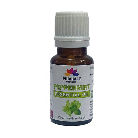 Pujahaat Peppermint Essential Oil for Aroma Therapy, Hair & Skin Pure, Natural, Undiluted - Vegan & Cruelty free - 15 ml