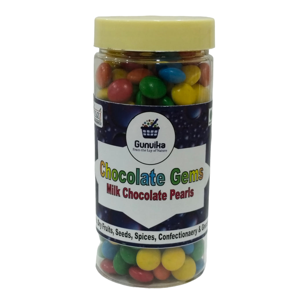 Gunvika Chocolate Gems Munchies | Choco Buttons in Bright Colour | Chocolate Snacks For Cake Decoration Kids Toffee - 200 gm