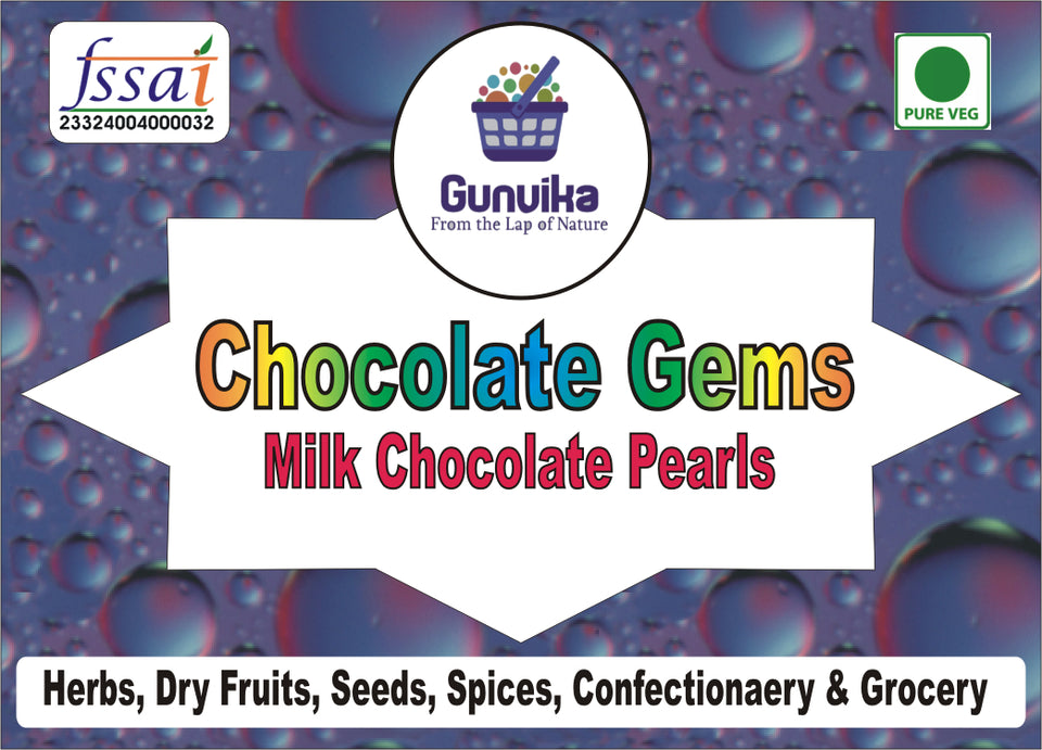 Gunvika Chocolate Gems Munchies | Choco Buttons in Bright Colour | Chocolate Snacks For Cake Decoration Kids Toffee - 200 gm