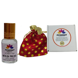 Pujahaat Premium Alcohol-Free Attar | Ittar 6ml, Long-Lasting Travel Size Roll-On, Best Floral Musky Attar Fragrance Oil - Wild Musk