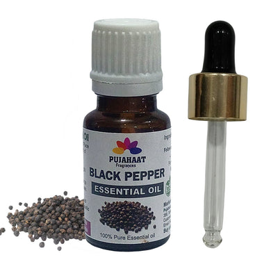Pujahaat Black Pepper Essential Oil, 100% Pure & Undiluted Therapeutic Grade Oil for Radical Skin & Hair Growth, Piper Nigrum Oil For Aromatherapy & Massage - Vegan & Cruelty free - 15 ml