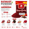 Kunjika Jadibooti Ratanjot Powder- Alkanna Tinctoria -Alkanet Root Powder - Pure & Natural 100 gm