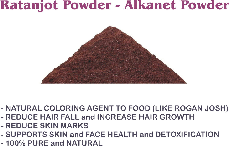 Kunjika Jadibooti Ratanjot Powder- Alkanna Tinctoria -Alkanet Root Powder - Pure & Natural 100 gm