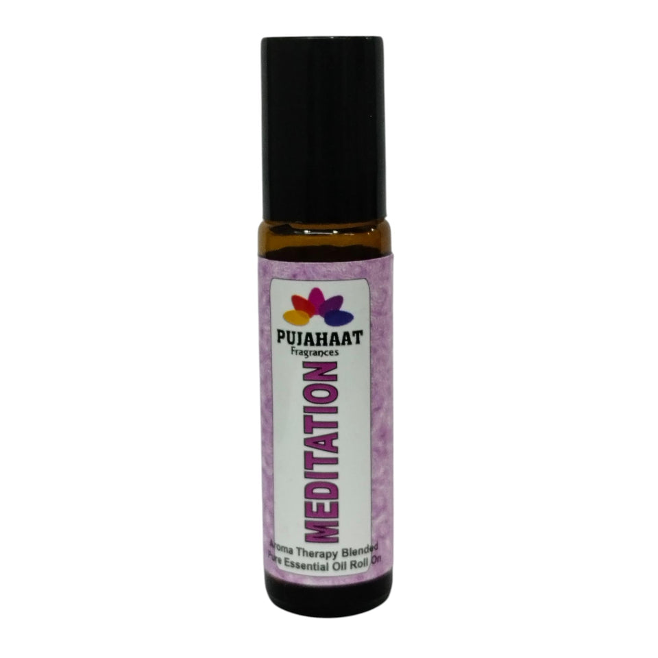 Pujahaat Meditation Aromatherapy Roll-on | Blend of Essential Oils |  Encourages a clear state of mind | Support a deeper mind-body | 10ml/0.33 fl oz - Meditation Roll-on