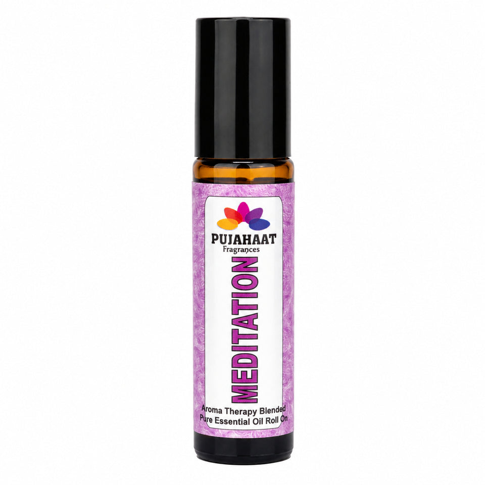 Pujahaat Meditation Aromatherapy Roll-on | Blend of Essential Oils |  Encourages a clear state of mind | Support a deeper mind-body | 10ml/0.33 fl oz - Meditation Roll-on