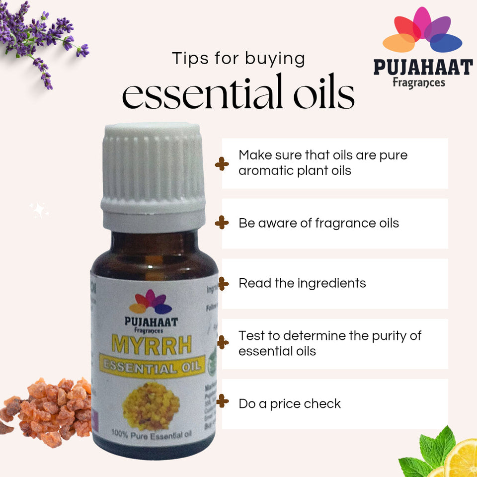 Pujahaat Myrrh 100% Pure & Natural Essential Oil Undiluted Steam Distilled Commiphora Myrrha Organic for Skin & Hair Care, Aromatherapy - Vegan & Cruelty free - 15 ml