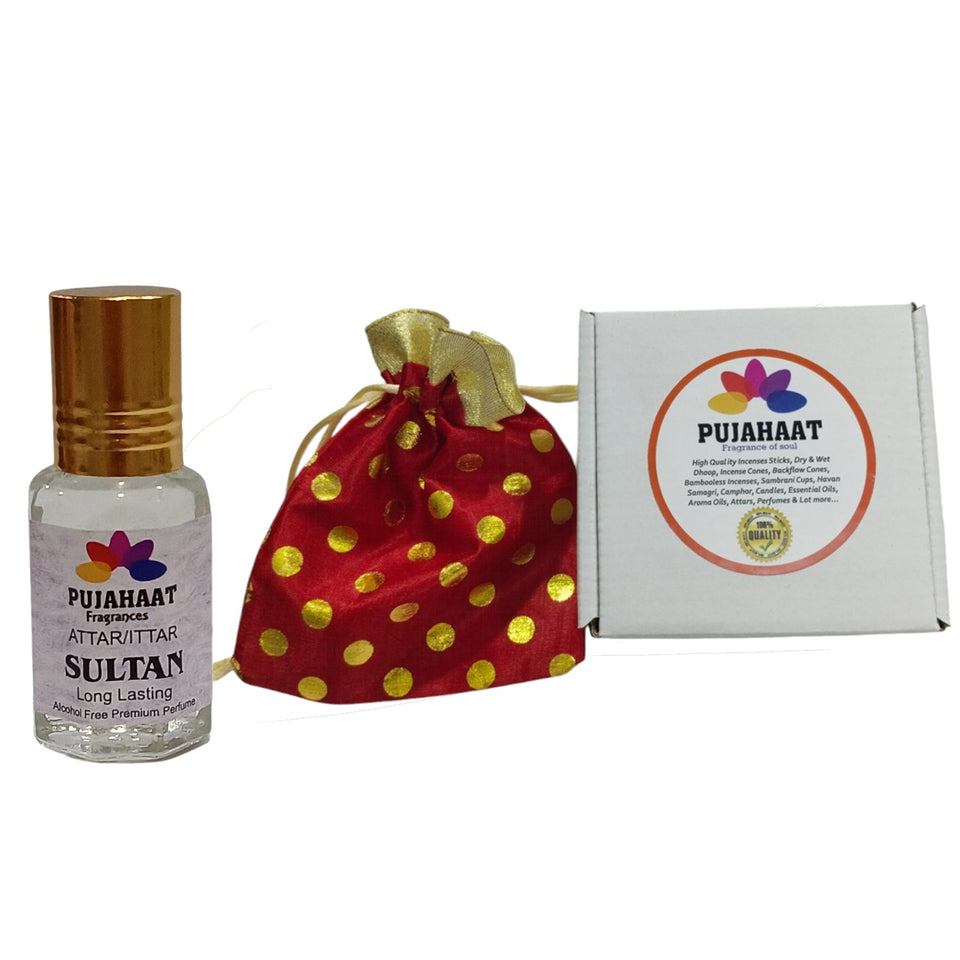 Pujahaat Premium Alcohol-Free Attar | Ittar 6ml, Long-Lasting Travel Size Roll-On, Best Fruity Citrus Attar Fragrance Oil - Sultan