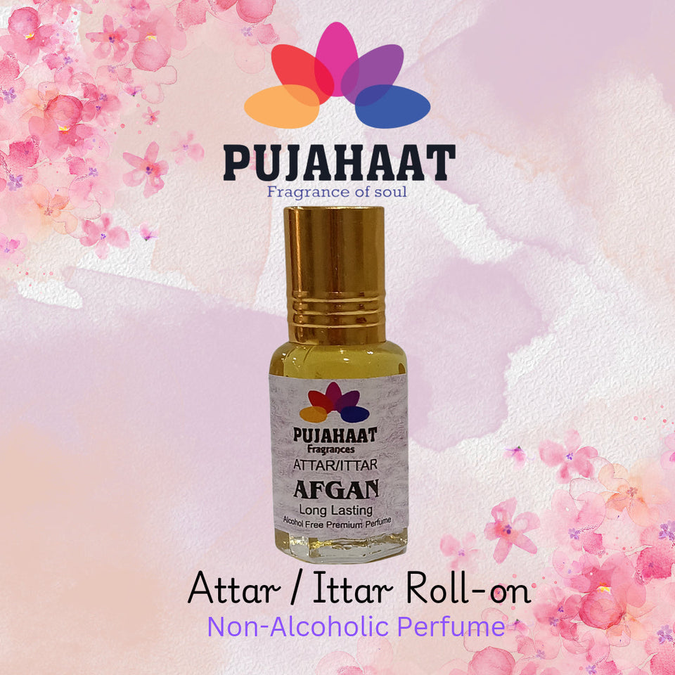 Pujahaat Premium Alcohol-Free Attar | Ittar 6ml, Long-Lasting Travel Size Roll-On, Best Floral Woody Attar Fragrance Oil - Afgan