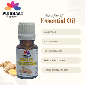 Pujahaat Ginger Essential Oil (Zingiber Officinale) 100% Pure & Natural Undiluted Essential Oil Organic Oil For Scalp, skin / Massage Oil Aromatherpy - Vegan & Cruelty free - 15 ml
