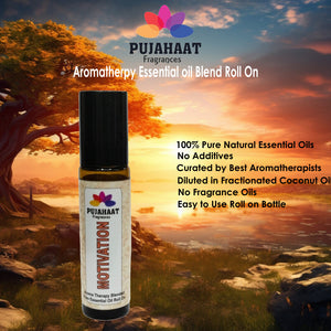 Pujahaat Motivation Aromatherapy Roll-on | Blend of Essential Oils | Promotes Feelings of Confidence, Courage and Belief, Counteracts Negative Emotions | 10ml/0.33 fl oz - Motivation Roll-on