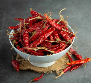 Gunvika Whole Dry Red Chilly with Stem Clean Guntur Sannam Chillies Hot Dried Red Chilli Sabut Lal Mirch Dry Red Chilli | Indian Spices & Masala