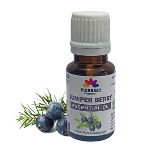 Pujahaat Juniper Berry Essential Oil |Therapeutic,Organic & Natural | Home Fragrance, Diffusers, Skin Care, Aromatherapy, Bath, Massage, Hair Care, Soap and Candle making - Vegan & Cruelty free - 15 ml