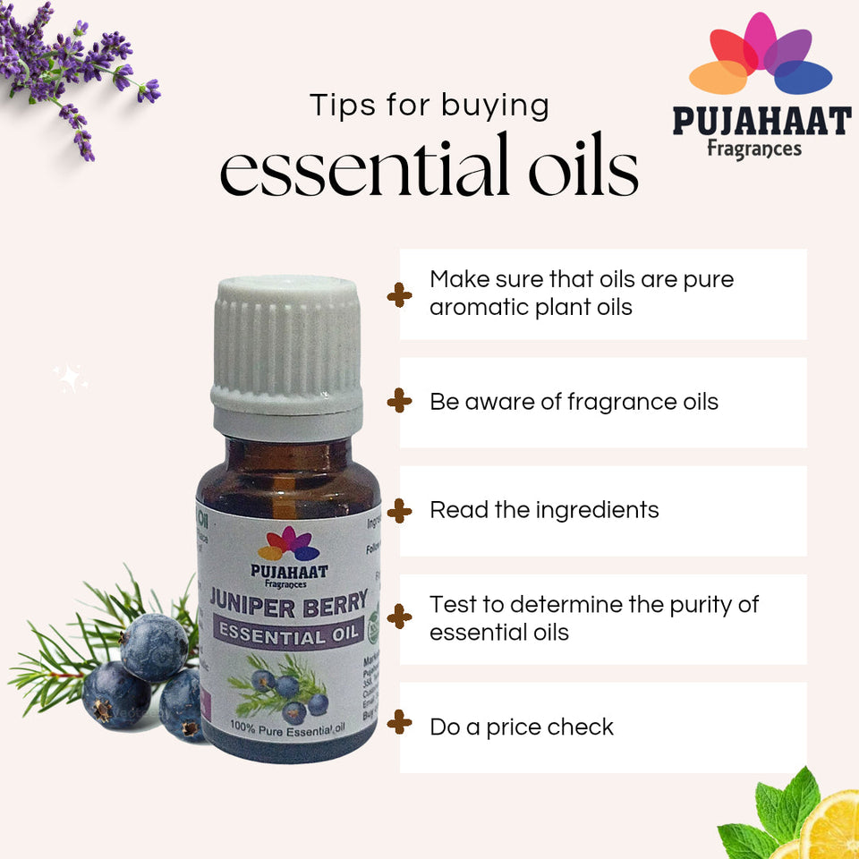 Pujahaat Juniper Berry Essential Oil |Therapeutic,Organic & Natural | Home Fragrance, Diffusers, Skin Care, Aromatherapy, Bath, Massage, Hair Care, Soap and Candle making - Vegan & Cruelty free - 15 ml