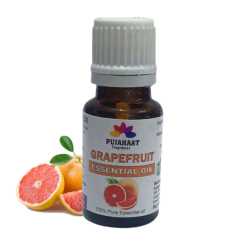 Pujahaat Grapefruit (Citrus paradisi) Essential Oil | 100% Natural Aromatherapy Oil for Skin & Hair | Ideal for Aromatherapy, Soap Making, and DIY Projects - Vegan & Cruelty free - 15 ml
