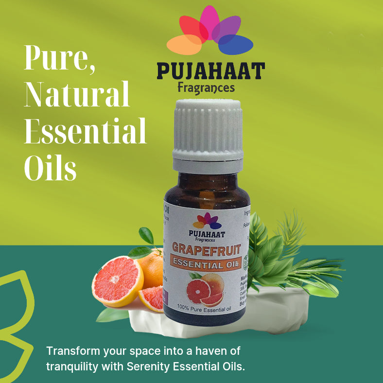 Pujahaat Grapefruit (Citrus paradisi) Essential Oil | 100% Natural Aromatherapy Oil for Skin & Hair | Ideal for Aromatherapy, Soap Making, and DIY Projects - Vegan & Cruelty free - 15 ml