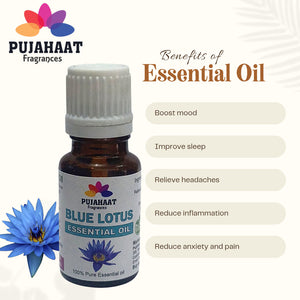 Pujahaat Blue Lotus Essential Oil |Therapeutic Grade, Pure & Natural | for Home, Diffusers, Skin, Aromatherapy, Bath, Massage, Humidifiers, Soap and Candle making - Vegan & Cruelty free - 15 ml