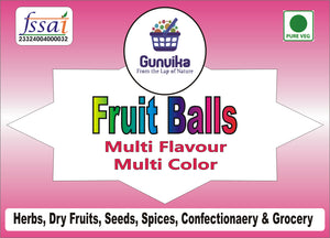 Gunvika Multicolor Fruit Balls Candy | Mixed Fruit Goli | Colourful Khatti Mithi Goli | Mixed Flavours - 200 Gm