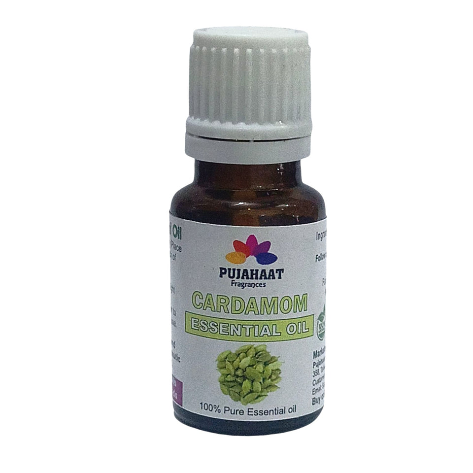Pujahaat Cardamom Essential Oil | Pure, Therapeutic-Grade Essential Oil for Aromatherapy, Digestive Comfort & Stress Relief | Ideal for Diffusers & Personal Wellness - 15 ml