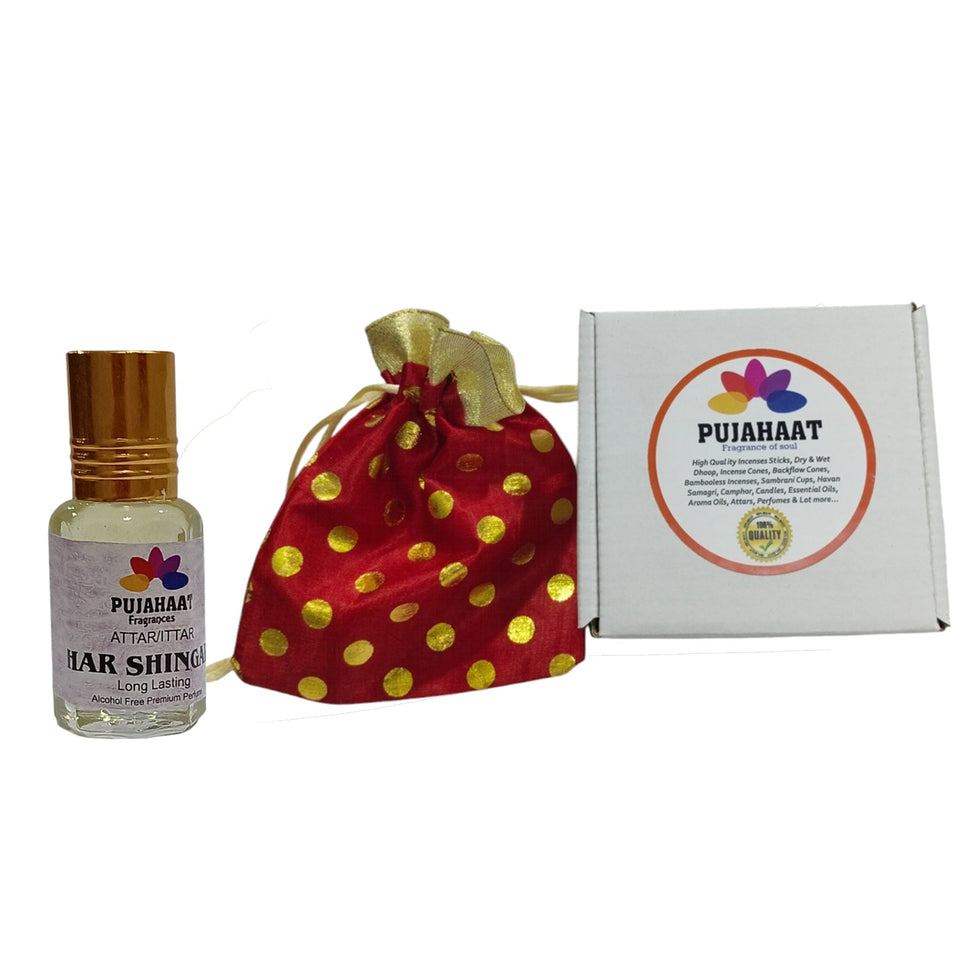 Pujahaat Premium Alcohol-Free Attar | Ittar 6ml, Long-Lasting Travel Size Roll-On, Best Floral Attar Fragrance Oil - Har Shingar