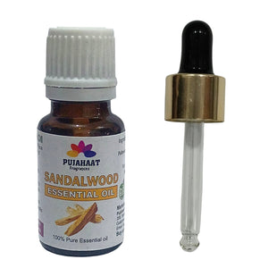 Pujahaat Sandalwood Essential Oil | For Skin Nourishment, Deep Hydration, Diffuser, Bath, Massage, DIY Beauty | Long Lasting Fragrance| 100% Organic, Undiluted, Natural & Sustainable Therapeutic-Grade - 15 ml