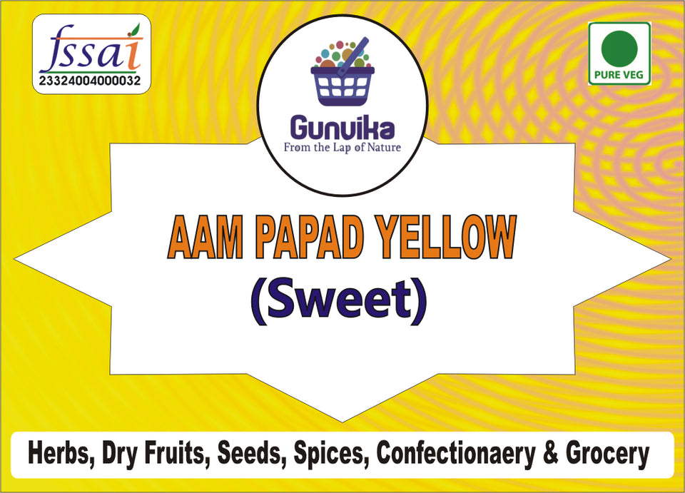 Gunvika Alphanso Combo Aam Papad Yellow Meetha Aam Papad Tasty Fruit Bar - Alphonso Mango Cubes - Real Mango Bar - 200 gm